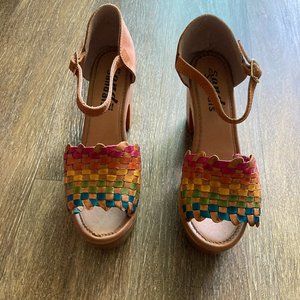 Sand Sandals Handmade Chunky Heel Rainbow Size 29-9.5 USA Sandals